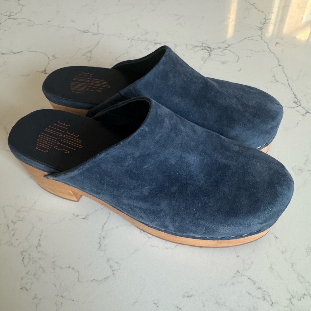 Charlotte Stone Blue Cloggs. Color no longer available online.